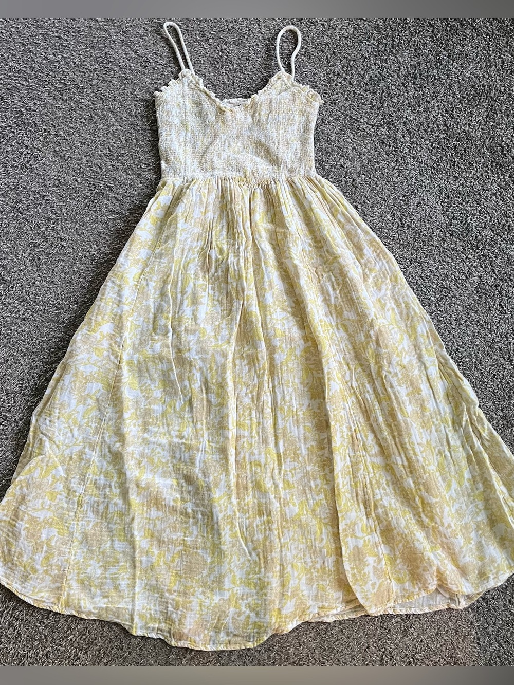 Free People Floral Sweet Nothings Midi Dress Cottagecore Yellow Boho Romantic